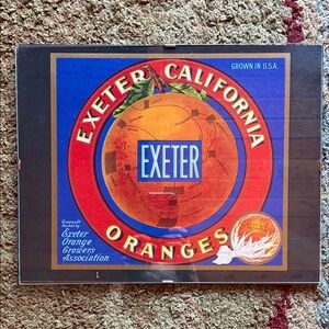 Exeter California Oranges Sunkist sign framed vintage retro packing crate 11x14